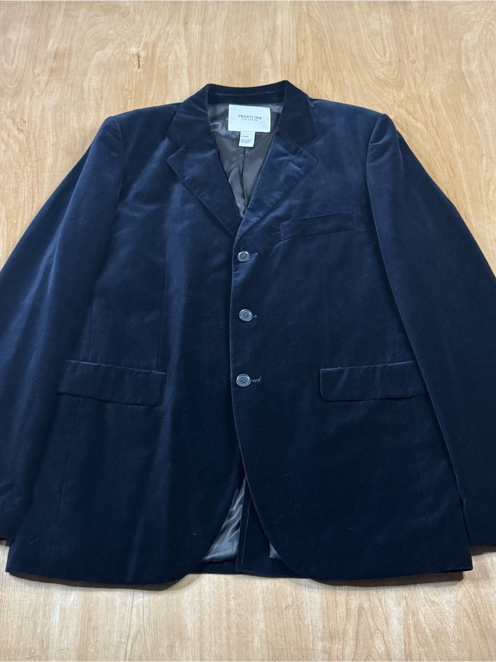 Twenty One Mens Tailored Black Cotton Veveteen Blazer Jacket Size Large.